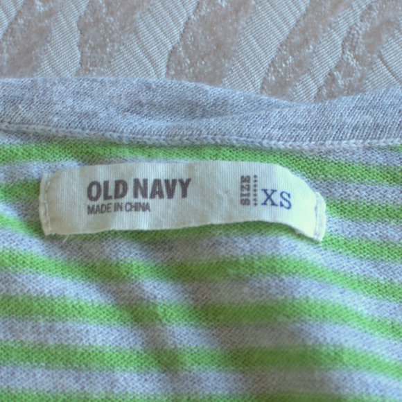 Old Navy V-Neck Cardigan|Gray & Green Cardigan|Low V-Neck Button Down Sweater - Picture 4 of 6
